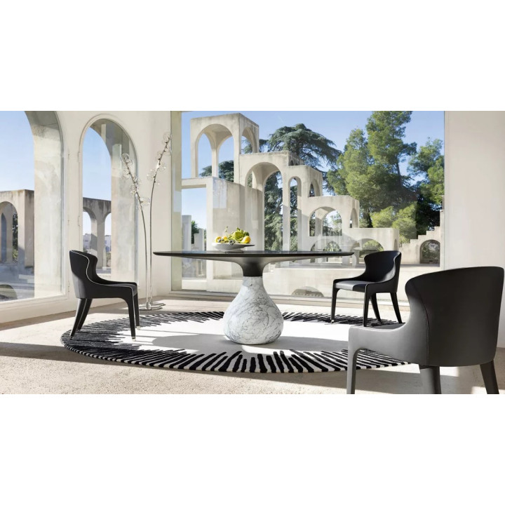 Aqua Table De Repas Ronde - Carrare Brillant Fenix