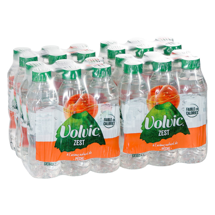 Eau Volvic touche de thé saveur pêche pack de 24 * 50 cl